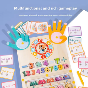 Jouet Mathématique Montessori <span class=keywords><strong>en</strong></span> Bois 3-<span class=keywords><strong>en</strong></span>-1 : Comptage des Perles, Labyrinthe Numérique et Horloge pour l'Éveil Cognitif des Tout-Petits et Enfants - Product Image 5