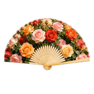 AI-MICH Personalized Bamboo Folding Hand Fan Custom Logo Wedding Favor Party Decoration Vintage Paper Fan Gift