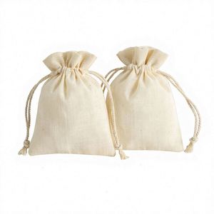 Sac de rangement pour bijoux en coton de bambou avec cordon de serrage, doublure en flanelle, style minimaliste, 8*10cm, fourni directement par l'usine - Product Image 1