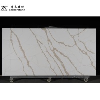 Dalles de quartz artificiel grand format à prix d'usine, pierre de quartz Calacatta couleur or, comptoir moderne durable pour cuisine et salle de bain
