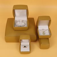 SIFOO Coffret de bijoux de luxe en cuir PU jaune avec logo personnalisé, nouveau design, style velours, pour bague et pendentif, emballage cadeau