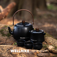 Bouilloire d'eau d'extérieur Wellhike 1,1 L en aluminium pour le camping, le pique-nique, l'ébullition de l'eau, le thé, le café, avec bec verseur
