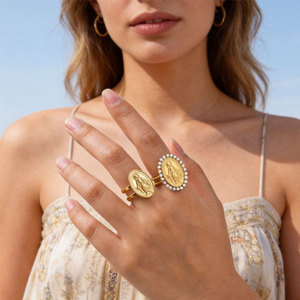 Anillos Religiosos Personalizados al por Mayor, de Acero Inoxidable 316L Antideslustre, con Símbolo de Infinito y Diamantes, Anillos Finos de la Virgen María para Mujeres y Hombres - Product Image 3