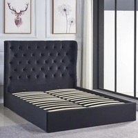 Vente en gros de meubles de chambre Cadre de lit double king size en velours doux avec diamants français pour chambre à coucher