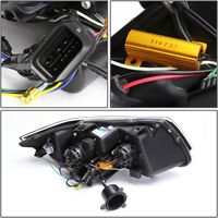 Phares avant à anneau halo 3D noirs, faisceau haut et bas avec clignotants ambrés, compatibles avec BMW 323i 06-08 / 325i 05-08 berline 4 portes