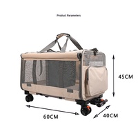 Sac de transport pour animaux de compagnie de luxe à grande capacité, à deux compartiments, en tissu Oxford, double couche, pliable, avec roulettes, détachable, portable, pour l'extérieur