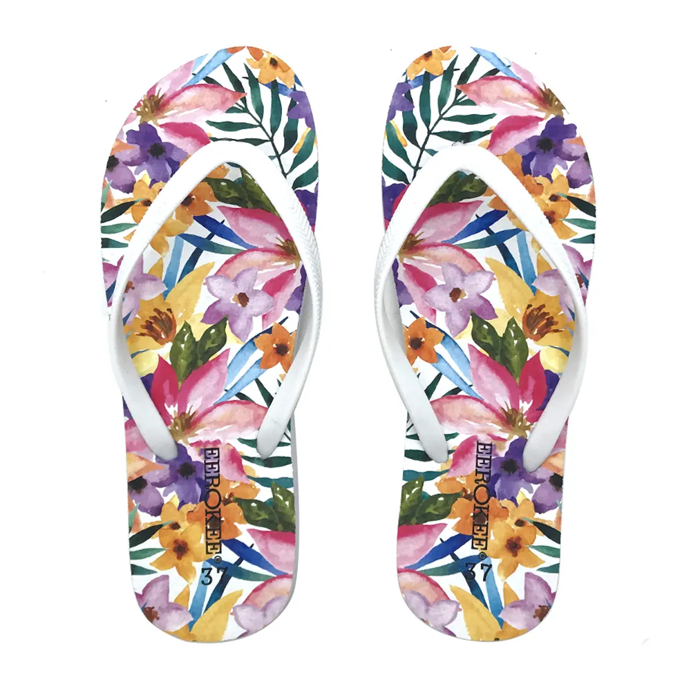 2023 Wholesale Summer Beach Slippers Women PVC Flip Flops High Quality Cheap Customized Flip flop for Women Floral Printing
