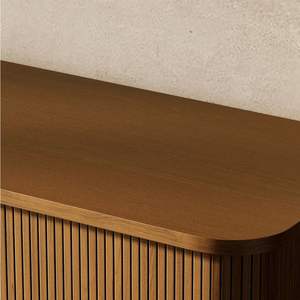 AJUNION Mobilier de salon moderne Meuble <span class=keywords><strong>TV</strong></span> en bois noyer Tiroirs en rotin tissé Portes roulantes Meuble <span class=keywords><strong>TV</strong></span> Unité <span class=keywords><strong>TV</strong></span> - Product Image 5