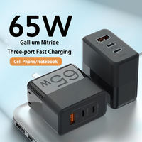 Chargeur GaN 65W Chargeur pour ordinateur portable Chargeur mural Type C Adaptateur de charge portable