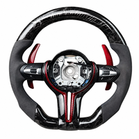 Volant sport en cuir et fibre de carbone personnalisé avec LED pour BMW F30 F10 F31, 3 branches, 40 mm de largeur de poignée