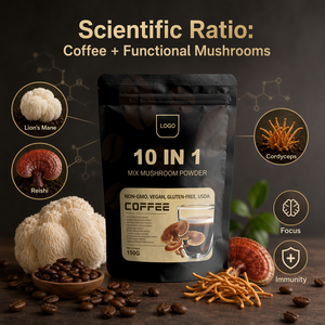 AMULYN Caffè Nero Istantaneo Dimagrante 10 in 1 con Ganoderma Reishi, Gusto Zucchero, in Confezione Sacchetto, Etichetta Privata - Product Image 3