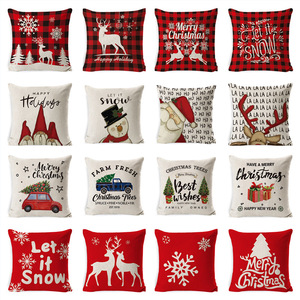 Christmas <b>Cushion</b> Cover Square Flax Cotton Pillowcase Home Decor Washable Printed Design - Product Image 1