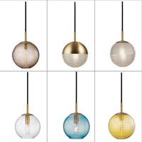 Salon nordique et salle à manger lampes et lanternes moderne Simple cuivre bleu coloré lustre chambre chevet bar lumière