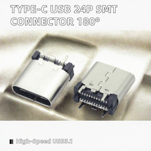 Conector USB Tipo-C Coorle SMT 24P 180 Grados USB3.1 Hembra Vertical de 1 Puerto Blindado 1.5 Amperios ISO9001/ROHS/CE/FCC - Product Image 3