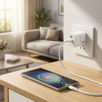 Cargador de Teléfono GaN de 65W, Carga Rápida, Doble Puerto PD QC4.0, Adaptador de Corriente USB-A Tipo-C, Suministro al por Mayor, Logotipo Personalizado OEM, Venta Directa de Fábrica