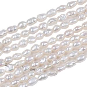 Perles d'eau douce de 5-6 mm, perles blanches naturelles, perles en vrac, semi-finies, matériel de bricolage pour collier et bracelet faits à la main - Product Image 4