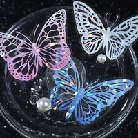Estampage à chaud bricolage 3D papillon gâteau Topper PET coquille lumière autocollant pour l'obtention du diplôme et Diwali gâteau décoration fournitures