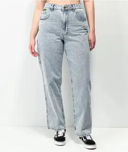 Denimboys celana Jeans elastis untuk wanita, celana jins pinggang rendah gaya Korea, celana jins wanita untuk wanita