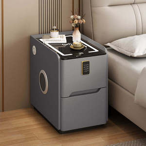 Comodino Smart Ultra-Sottile Moderno con Ricarica Wireless e Altoparlante, Ecologico e <span class=keywords><strong>Salvaspazio</strong></span>, Arredamento per <span class=keywords><strong>Camera</strong></span> <span class=keywords><strong>da</strong></span> <span class=keywords><strong>Letto</strong></span> e Hotel - Product Image 2