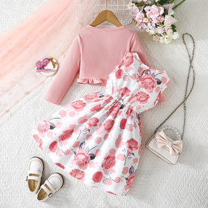 ชุดเสื้อโค้ทและเดรสลายดอกไม้แขนยาวระบายอากาศได้ดีสไตล์จีนสำหรับเด็กผู้หญิงแบบสองชิ้น - Product Image 6