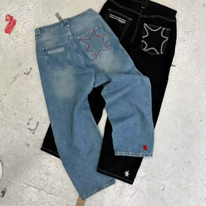 <span class=keywords><strong>Jeans</strong></span> Baggy da <span class=keywords><strong>Uomo</strong></span> Personalizzati a <span class=keywords><strong>Vita</strong></span> Alta, Larghi, Lavaggio Acido, Multicolore, Vintage, Gamba Larga, Effetto Distressed, Stile Hip-Hop, con Effetto Stack - Product Image 2