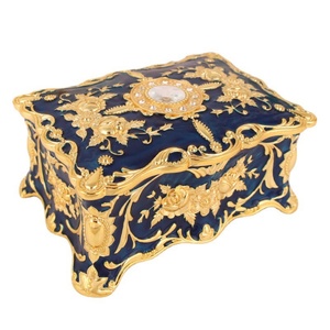 High Quality <b>Vintage</b> Luxury European Style Enamel Jewelry <b>Box</b> Zinc Alloy Rectangle Metal Shell with Luxury Packaging - Product Image 1