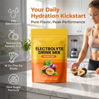 Poudre d'électrolytes de fruit de la passion, multiplicateur d'hydratation, prix d'usine en gros, faible MOQ, mélange de boisson sans sucre, supplément OEM ODM
