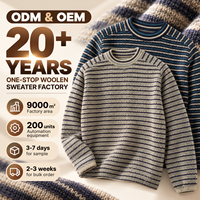Pull d'hiver personnalisé ODM pour homme, col rond, rayures, blocs de couleur, tricoté, épais, chaud et polyvalent