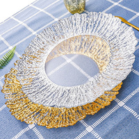 Promotion Bon marché Vente en gros d'assiettes en verre brillant argenté Vaisselle transparente pour décoration de fête de mariage