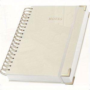 Libreta de Direcciones Espiral con Tapa Dura de Cuero Repujado, A3, Duradera, Elegante, Clásica, con Esquinas Doradas y Páginas Rayadas - Product Image 1