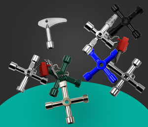 <span class=keywords><strong>Clé</strong></span> à eau multifonctionnelle 4 en 1 en alliage, forme triangulaire/carrée, pour train, ascenseur électrique, armoire électrique, vanne - Product Image 2