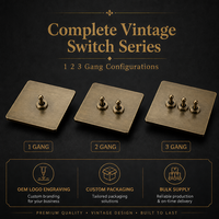 Interrupteur mural à bascule 1, 2 ou 3 gangs, design rétro vintage, finition bronze antique et laiton brossé, levier à bout sphérique, pour maison, bureau, hôtel, villa