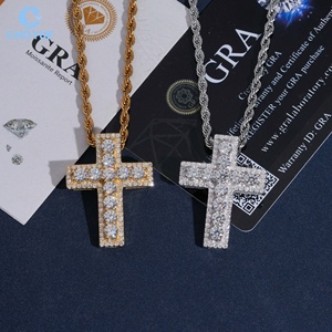 CHOYUE Iced Out Moissanite Cross <b>Charms</b> Pendant 925 <b>Silver</b> 18K Gold Plated VVS Moissanite Cross Pendant Hiphop Jewelry - Product Image 5