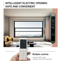 OUNA-Elevación deslizante vertical eléctrica motorizada de gran tamaño personalizada, ventana de vidrio doble de aluminio, aleación de aluminio europea