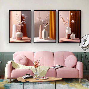 <span class=keywords><strong>Peinture</strong></span> murale sur toile en <span class=keywords><strong>triptyque</strong></span> de vases à <span class=keywords><strong>fleurs</strong></span>, décoration de salon de luxe, <span class=keywords><strong>peinture</strong></span> en porcelaine de cristal pour la maison, vente en gros - Product Image 4