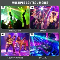 Luz de Cabeza Móvil Profesional con 6 Ojos de Abeja, Láser Verde, LED RGB, Rotación de 360°, Estroboscópica, Control DMX512/RDM/Sonido, 50000h