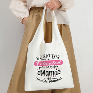 I Have A Best Mom in The World-Sac fourre-tout en toile avec motif imprimé, sac à bandoulière personnalisé <span class=keywords><strong>pour</strong></span> les mères de voyage, 1 pièce - Product Image 3