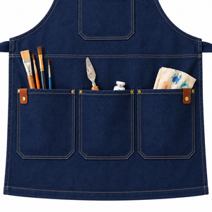 Delantal de Artista Azul Marino Personalizado con Tres Bolsillos Inferiores y Espacio para Guardar Pinceles, para Estudios de Pintura y Manualidades - Product Image 4