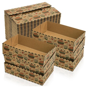 Degradabile monouso in carta Kraft Fast Food patatine fritte contenitori per Hamburger imballaggio vassoio per alimenti in cartone - Product Image 4