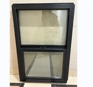 NFRC认证黑色聚氯乙烯框架钢化玻璃推拉窗upvc窗廉价乙烯基单挂窗
