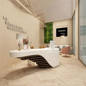 Mostrador de Recepción Ovalado de Fibra de Vidrio, Muebles de Oficina Comerciales Brillantes, Diseño Contemporáneo para Uso en Hoteles - Product Image 2