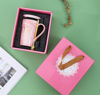 Grande tasse en céramique à motif marbré avec couvercle et cuillère, tasse à boire pour la maison, tasse à petit-déjeuner pour céréales et café, logo personnalisé disponible