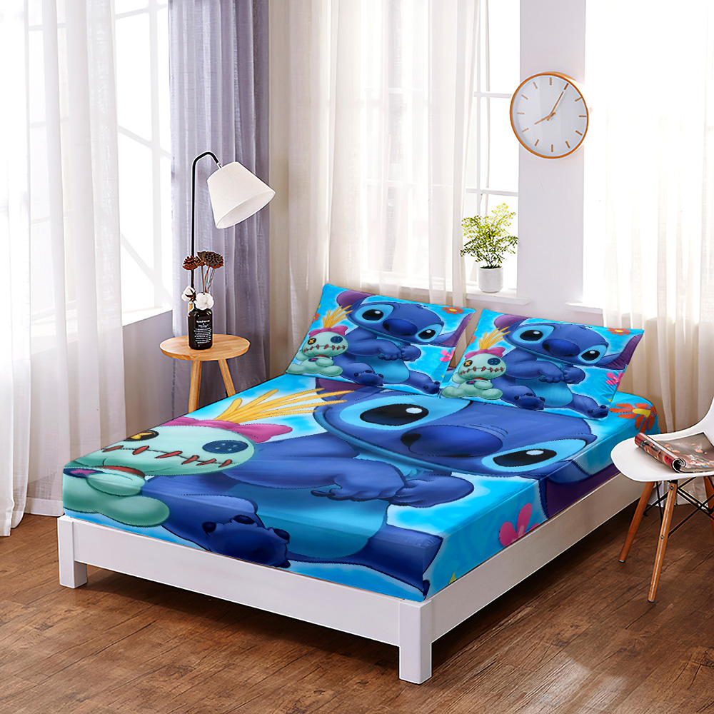 Наматрасник из полиэстера с 3d-цифровой печатью, роскошная простыня с мультяшным рисунком Лило и Ститч для взрослых, детей, спальни