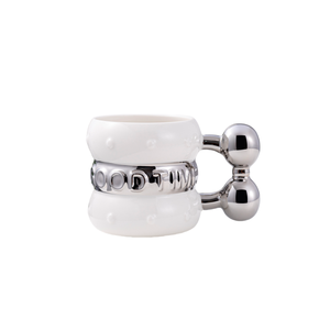 Mug en céramique plaqué argent de haute qualité 400 ml, mugs à bière, tasses de café, tasse en porcelaine, mug à thé au lait en céramique avec poignée - Product Image 6