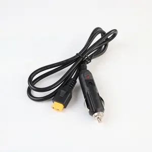 Power Cord 16AWG XT60 Female To Car Cigarette Lighter Charging 16AWG Round Black Cable