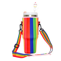 2025 mewah Neoprene cangkir minuman Tumbler olahraga Gym kantong 40 oz botol air Mug pemegang lengan penutup perdamaian pelangi bendera Fashion