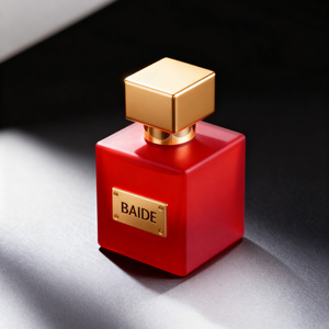 Flacon de parfum pour homme à prix d'usine, vide, en verre, avec pulvérisateur à pompe, transparent, carré, 20ml, 30ml, 50ml, 100ml, avec capuchon doré - Product Image 3