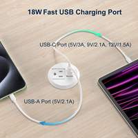Regleta de alimentación empotrada estándar de EE. UU. con enchufe de carga rápida USB-A QC3.0 y USB-C PD3.0 para estaciones de trabajo y muebles