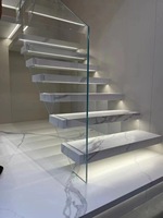 Escalier en acier artistique flottant, escalier moderne en métal cantilever pour villa