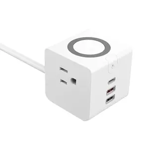 OSWELL Universal Power Socket Wireless Charging with Usb Flexible Power Strips 3 Pin Plugs PC White Commercial Extension Socket